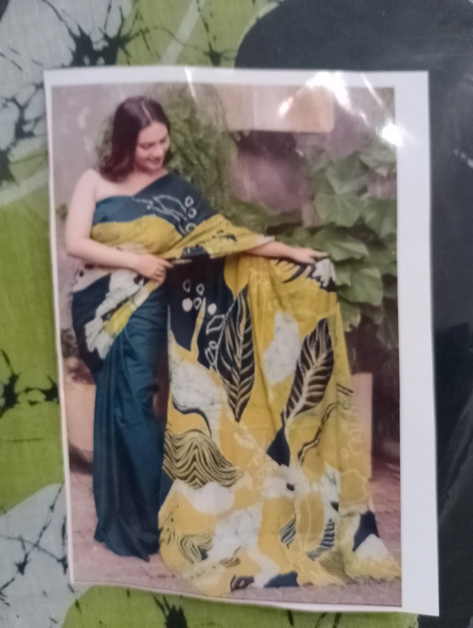 Batik Indian Budget Cotton Saree - Veets - Green Yellow Mix